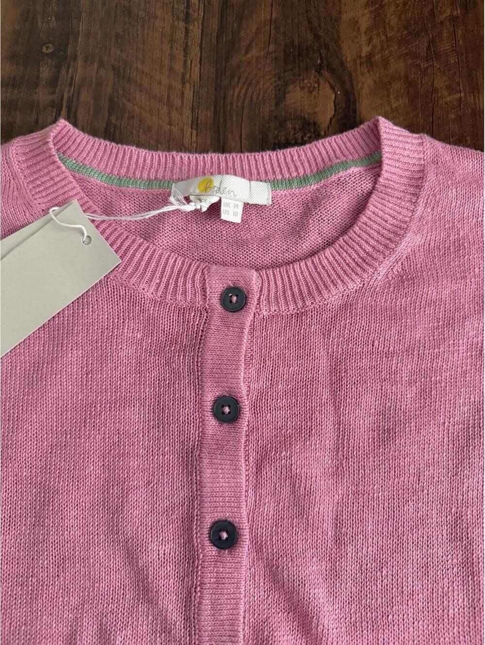 Boden Leandra Linen Henley Posy Pink Lightweight Sweater M L NWT 10 (UK14)